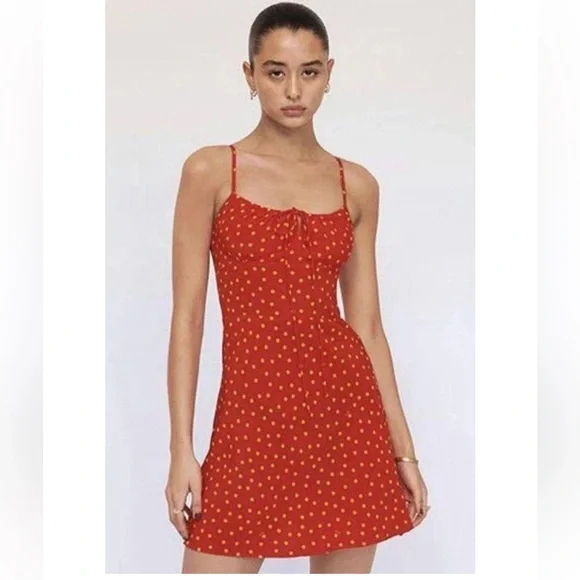 strapless open back dress KEYHOLE TUBE DRESS IN SCARLET DOT – RAT BOI main image 1